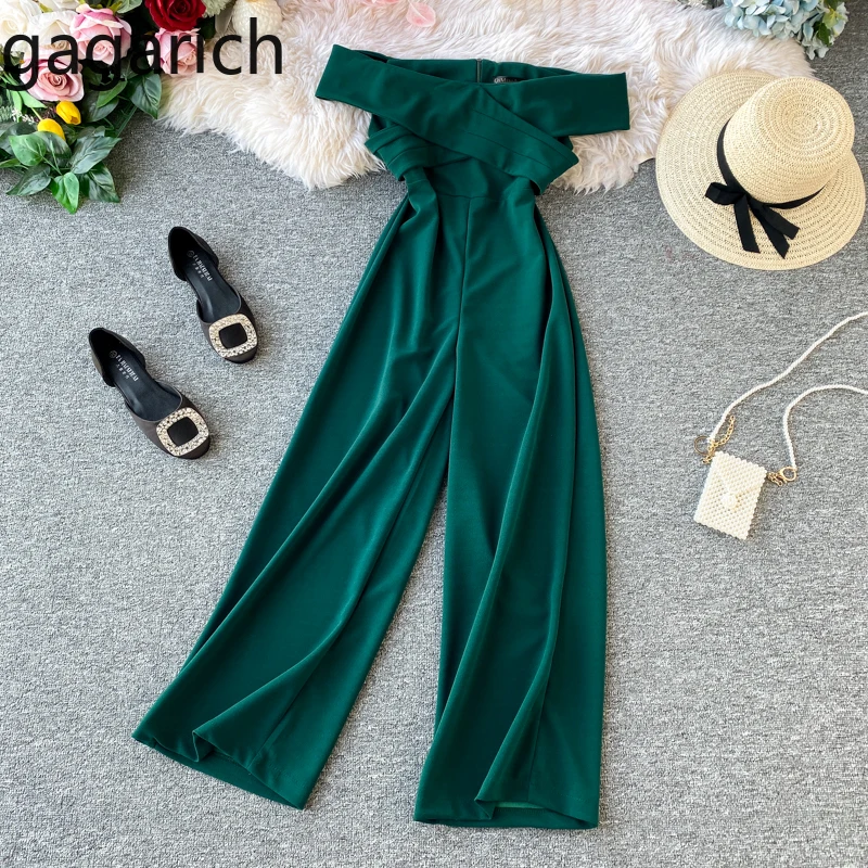 GAGA Women Velvet Off Shoulder Jumpsuit Long Sleeve Rompers