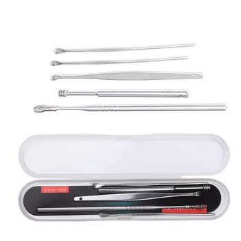 

5Pcs/Set Stainless Steel Ear Pick Cleaner Portable Dig Ear Curette Tools Digging Earpick Cleaner Ear Spoon Ear Health Care