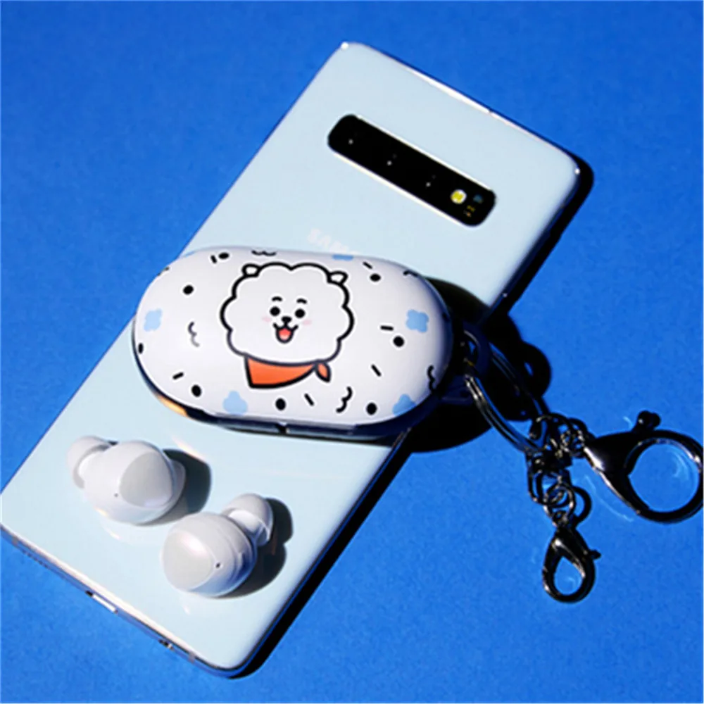 RJ Наушники ПВХ защитный чехол для samsung Galaxy Buds Bluetooth беспроводной чехол для наушников BT21 с кольцами для ключей фото карта - Цвет: RJ