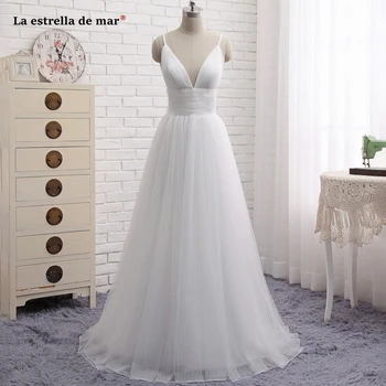 

plus size sensual dress beach wedding new V neck Spaghetti Straps ALine ivory suknia slubna boho real photo vestidos novias boda