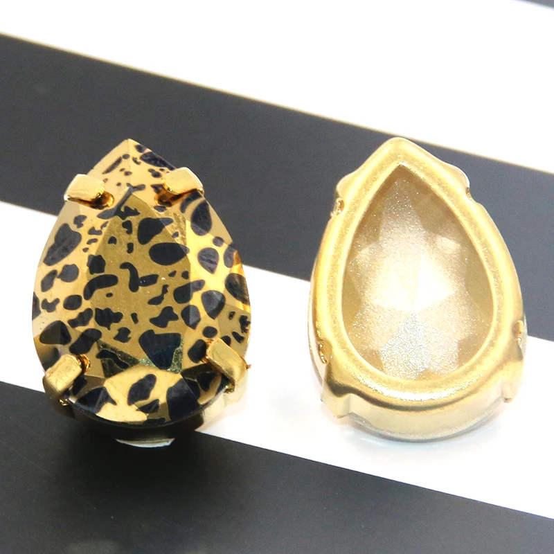 Свадебные украшения Каплевидная форма стеклянные кристаллы, стразы с швейной полой основой медь ржавчины Золотая серия для одежды - Цвет: 280GP gold base