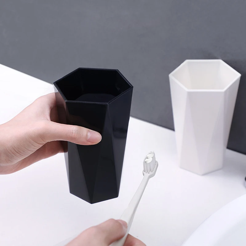 

1PC 300ml Geometric Wash Brush Cup Brush Holder Washing Tooth Cup Mugs Drinking Travel Plastic Glass Bathroom Accessories