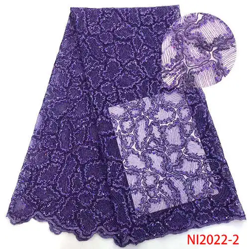 NIAI африканские блестки кружева ткани Высококачественная французская кружевная ткань в нигерийском стиле тюль кружева ткани для свадебного платья NI2022-1 - Цвет: picture 2