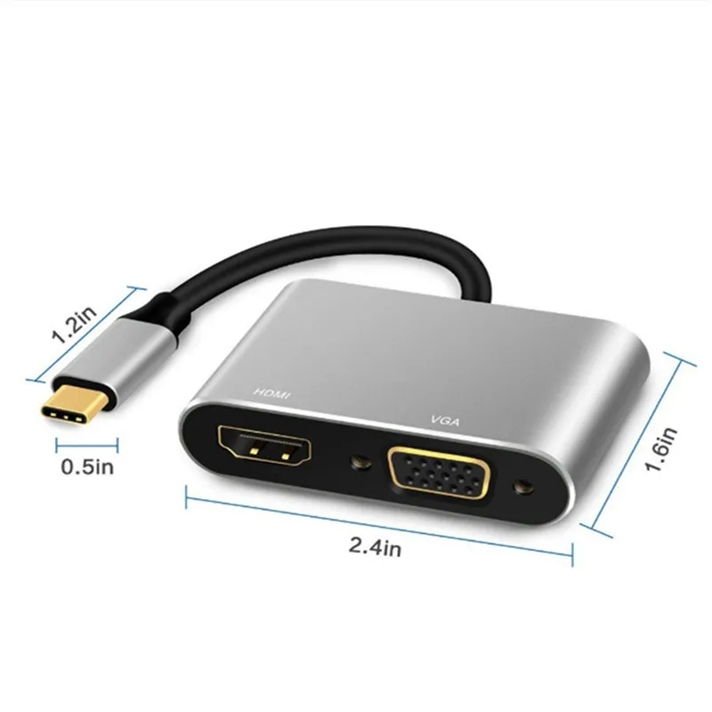  Usb3.1 To Hdmi Vga Adapter Dual Output Usb To Vga Hdmi 4K x 2K Hd 1080P Multi-Display 2-In-1 Usb To