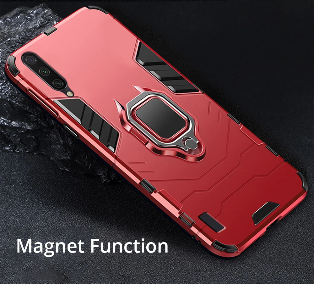 Жесткий Чехол для Xiaomi mi 9 Lite, чехол, металлическое кольцо, держатель, бампер, магнит, чехол для телефона, чехол для Xiaomi mi 9 Lite mi 9 T Pro mi 9 T - Цвет: Красный