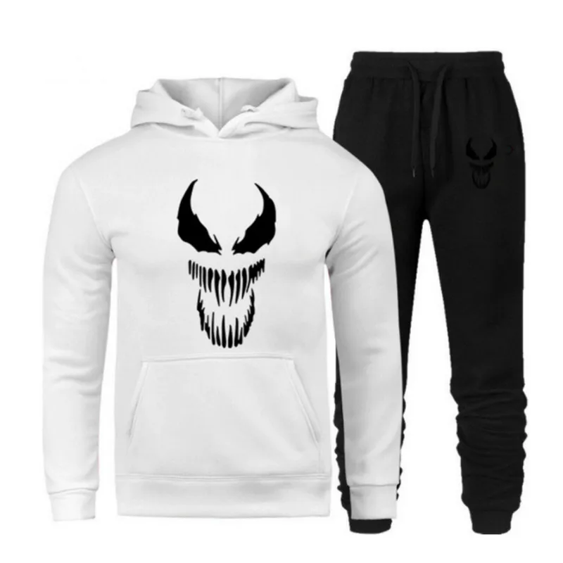 Новинка, брендовый спортивный костюм, модный, Venom, мужская спортивная одежда, два предмета, наборы, все, хлопок, флис, Толстая Толстовка с капюшоном+ штаны, спортивный костюм для мужчин