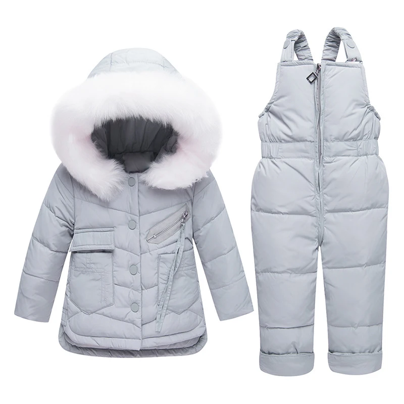 Medium Long Down Jacket Set Children Warm Down Coat Boys Girls Thick Winter Clothing Kids Snowsuit Toddler New Year Clothing