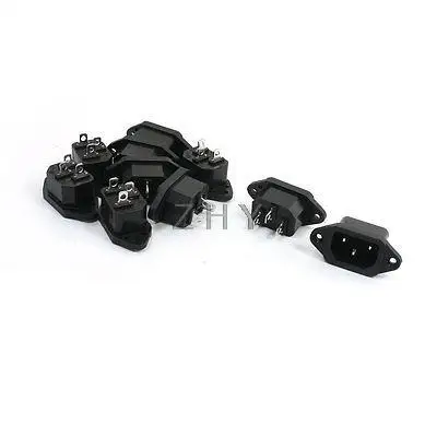 

10Pcs Black IEC320 C14 3Pins Male Plug Power Inlet Socket 250V 10A