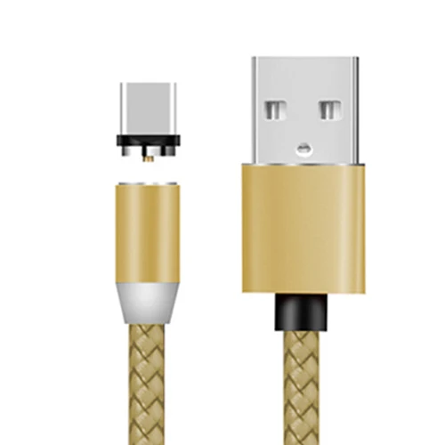 PHOMAX USB 3 в 1 Магнитный кабель 1 м для iPhone X Xs и usb type C кабель и Micro USB нейлоновый Плетеный для samsung S9 8 Xiaomi huawei - Цвет: Gold for Type C