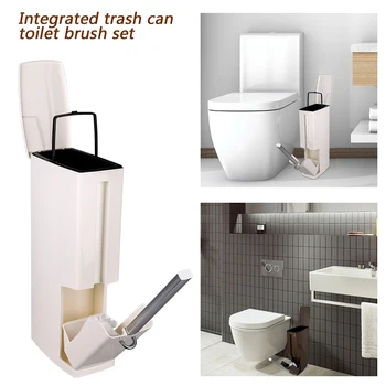 

Hot Sale Plastic Trash Can Set with Toilet Brush Bathroom Waste Bin Dustbin Trash Cans Garbage Bucket Garbage Bag Dispenser