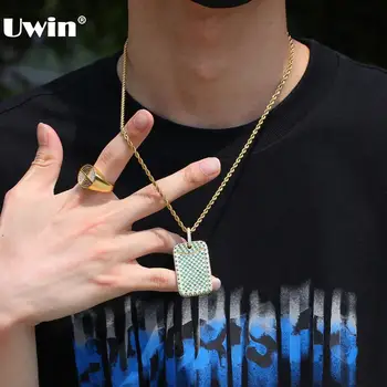 

UWIN Fashion Jewelry Micro Paved Cubic Zirconia Cube Army Card Copper Pendant for Men Women Necklace Hiphop Jewelry Dropshipping