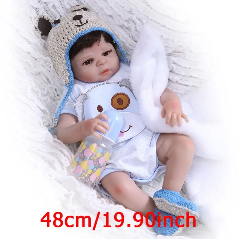 

48cm Reborn Doll Realistic Soft Full Silicone Vinyl Newborn Babies Toy Clothes Pacifier Lifelike Handmade Gift K4UE