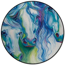 Абстрактные 3 лошади Акварельная живопись круглый ковер очиститель пледы коврики пол коврики Свадебные офисные подростковые вечерние для женщин