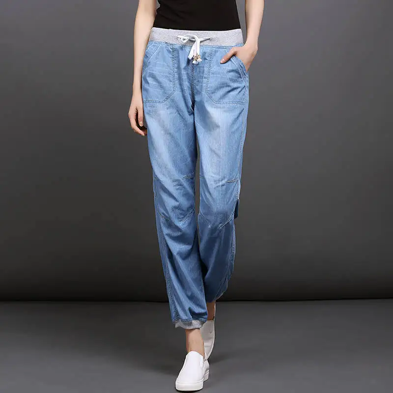 Jeans Woman Thin Tencel Harem Loose Ankle-Length Pants Jeans Women 2020