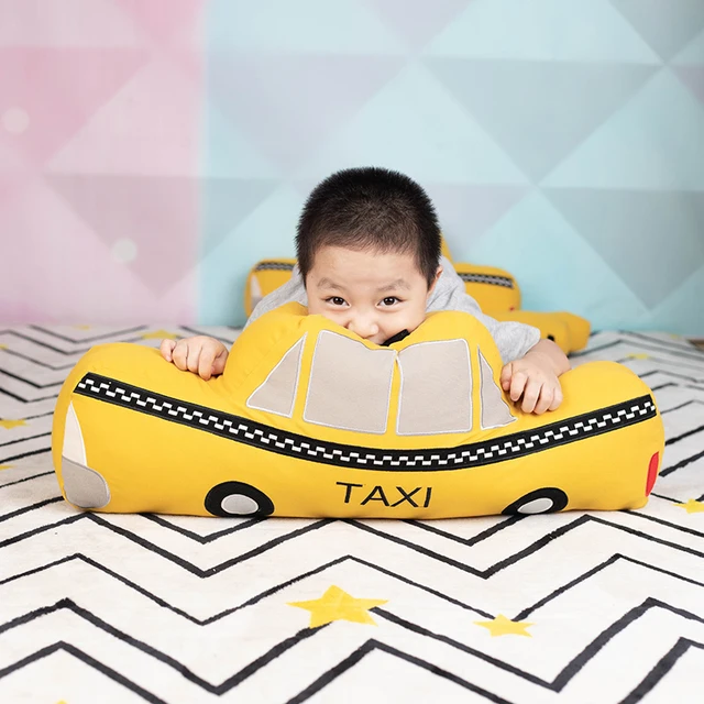 Nice New 1pc 30cm/50cm/70cm Large Size Simulation Taxi Plush Toys Kids Sleeping Back Cushion Soft Car Stuffed Pillow Dolls Gift 3