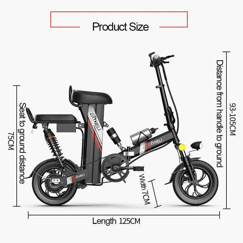 Daibot Electric Folding Bicycle 400W 48V Two Wheels Electric Bicycles With Removable Battery Mini 12 Inch Electric Scooter Bike (4)