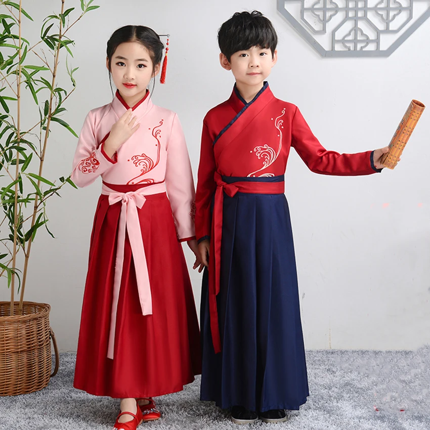 Boy Girl Hanfu Opera Ancient Style Cosplay Tang Dynasty Folk Dress Dance Costume Traditional Chinese Costume Festival Outfits
