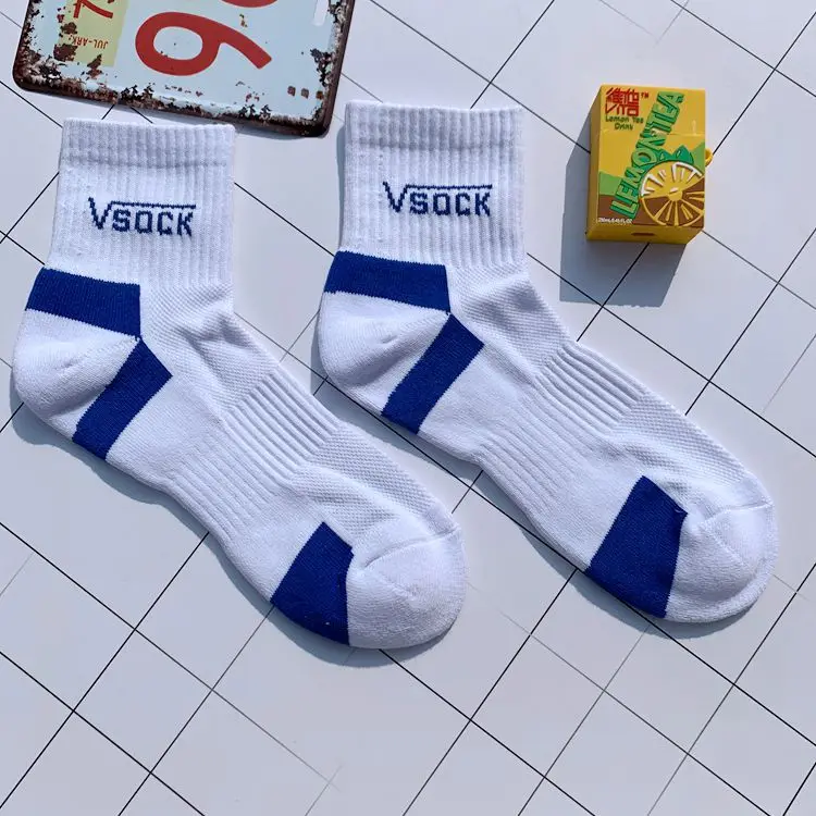 Vsock Blue Носки для взрослых до середины икры с радикальным знаком Vsock, для физических упражнений, вязания, вязанные, простые, спортивные, командные, спортивные, Клубные, чистые - Цвет: Vsock Blue