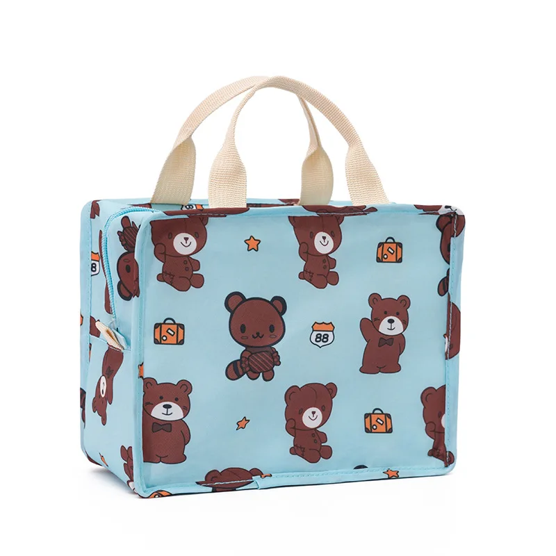 PLEEGA новая свежесть, изоляция холодных тюков, термостойкая оксфордская сумка для обеда, водонепроницаемая удобная сумка для отдыха, милый фламинго, Cuctas Tote, 1 шт - Цвет: B-Blue bear