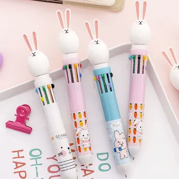 

Cute Multi colored ballpoint pen 10 Color Ballpoint Pen / Gel Pen Korean Stationery Kawaii School Writing Gifts