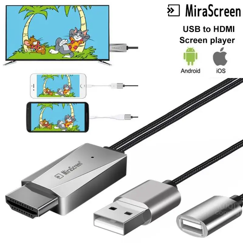 USB-HDMI кабель 1080P HD ТВ кабель адаптер для iOS Android для iPhone iPad samsung Galaxy S8 к проектору/ТВ HDMI экран кабель