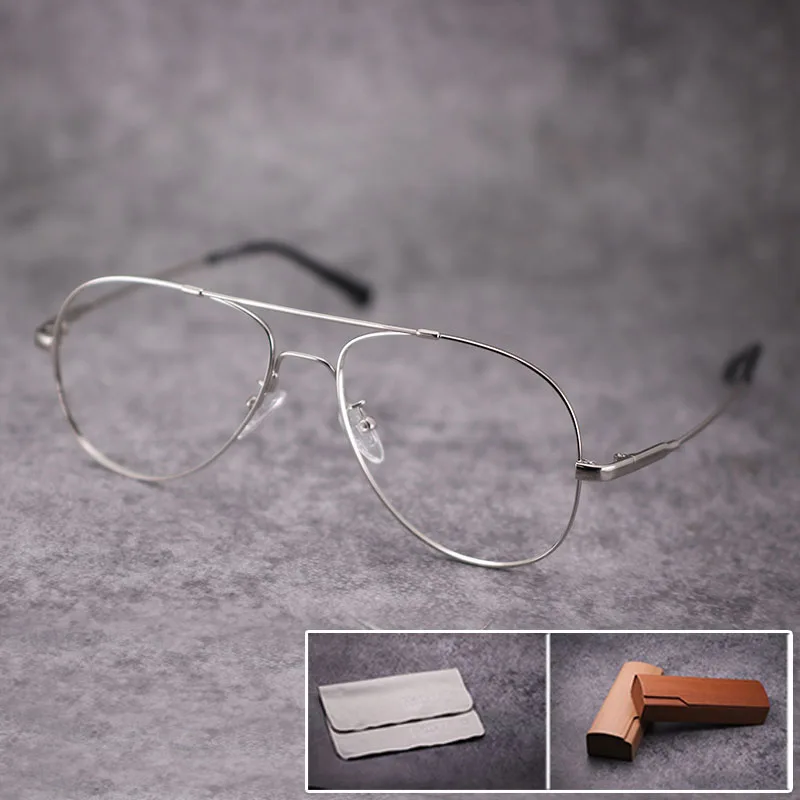 Vazrobe Memory Aviation Eyeglasses Frame Men Women Vintage Glasses for Man Spectacles Prescription Myopia Diopter Eyeglass 9g - Цвет оправы: Серебристый