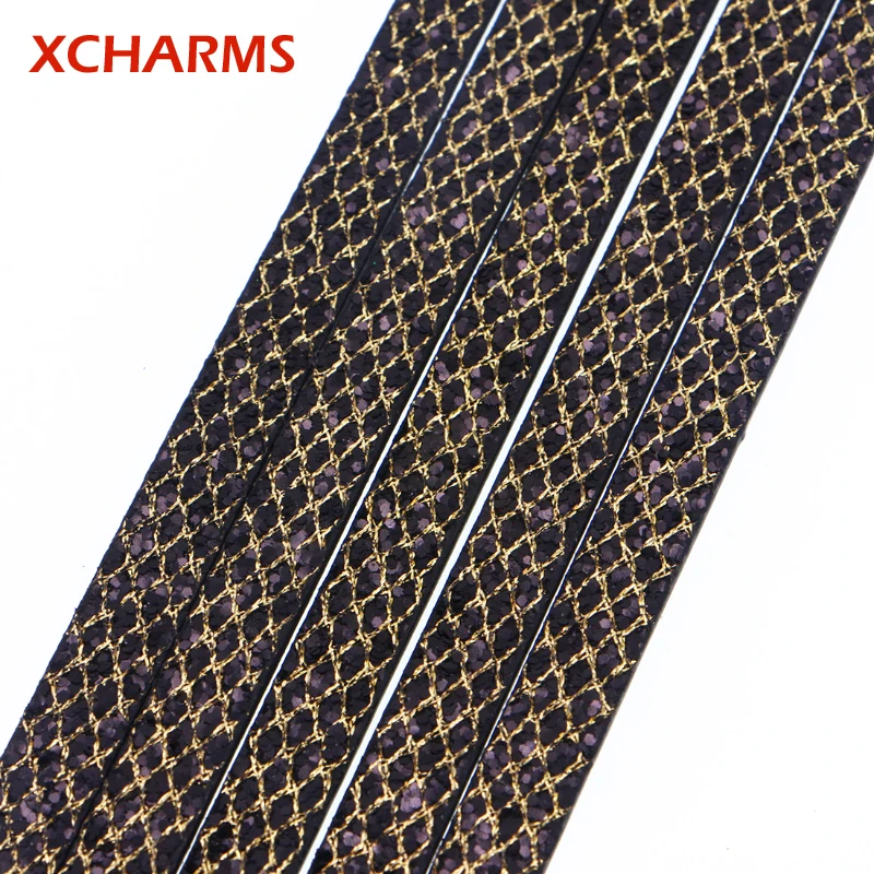 Шнур из ПУ кожи с блестками XCHARMS 10 мм/Аксессуары для ювелирных изделий/аксессуары