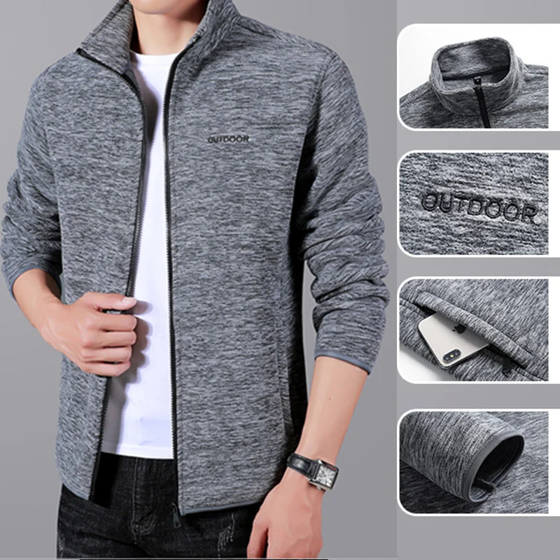 Buy DIMUSI Winter Men's Jackets Casual Outwear Windbreaker Coats Mens Slim Fit Stand Collar Polar Fleece Soft Shell Jackets Clothing