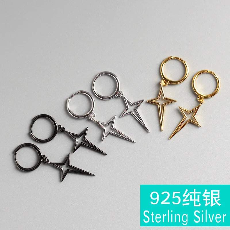 

Fashion cross ear clip Korean version S925 sterling silver glossy three-color earrings brincos