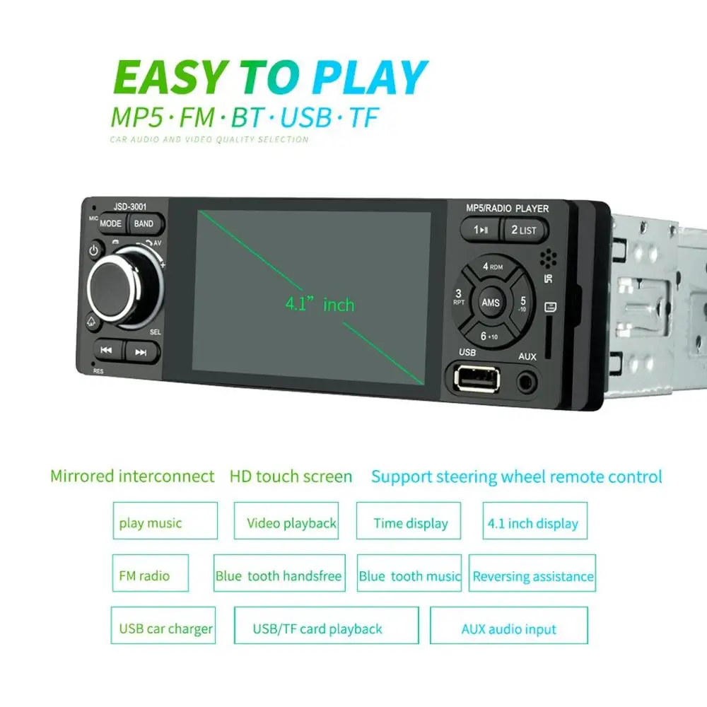 Автомагнитола 4 1 дюйма Hd Fm Tf Usb Sd Spiegel Link Din Mp5 Speler стерео радио кассета сенсорный