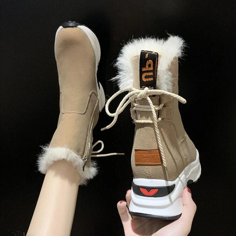 Зимние ботинки; зимние ботинки; женская обувь; женские ботинки; модные водонепроницаемые ботинки из коровьей замши на плоской подошве; коллекция года; зимние теплые ботинки на меху; X439