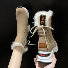Зимние ботинки; зимние ботинки; женская обувь; женские ботинки; модные водонепроницаемые ботинки из коровьей замши на плоской подошве; коллекция года; зимние теплые ботинки на меху; X439