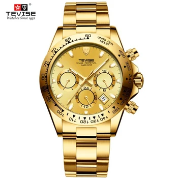 

TEVISE Watches Men Top Brand Fashion Automatic Mechanical Male Stainless Steel Waterproof Business Gold Men WristWatch Relogio