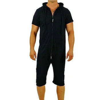 

DIHOPE 2020 men's jumpsuit One-piece Garment Man Playsuit Summer Zipper Short Sleeve onesie Male Jumpsuit Streetwear Overalls