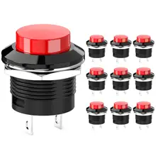 

10Pcs Momentary Push Button on Off Switch Assorted Red Green Yellow Blue Black,3A 250V AC 2-Pin Self-Resetting Mini Round Switch