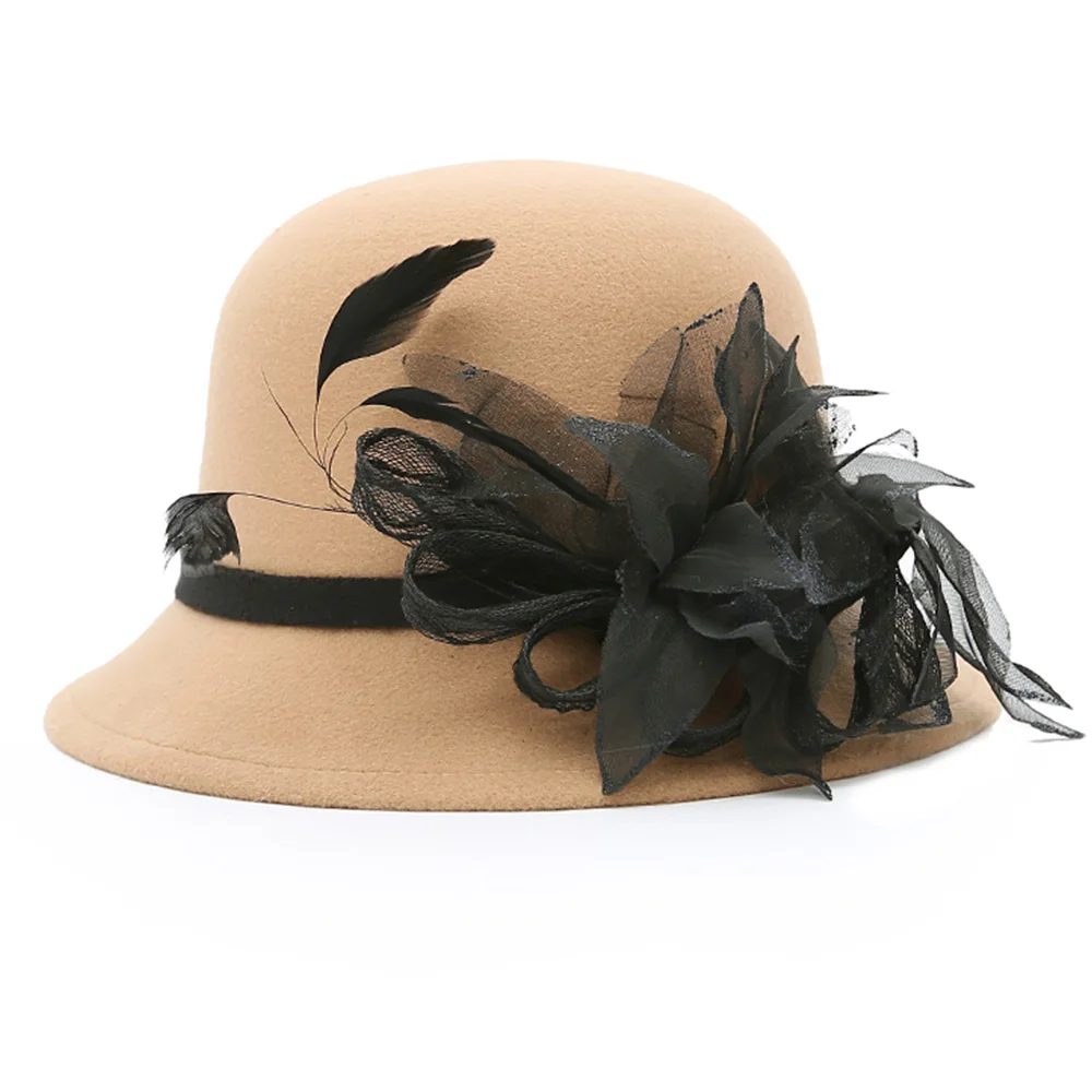 HL0003 Khaki Женская шапка женская классическая на зиму, теплый, для женщин мягкая фетровая шляпа s узкая полями Осенняя верхняя шляпа Осенние шляпы для женщин вечерние шляпы - Цвет: HL0003 Khaki