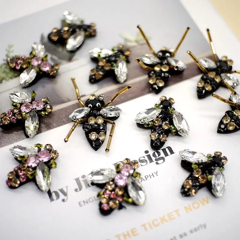 3-Piece Rhinestone Insect Applique Patches - Sew-On Beaded Bug Decor For Clothes, Bags, Shoes - View #11
