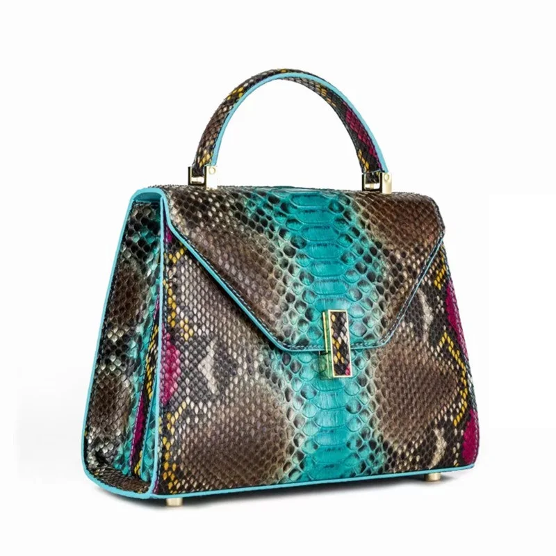 Bolso de mano de piel auténtica para mujer, piel auténtica cruzada de  bandolera, exótica, a la moda|Cubos| - AliExpress