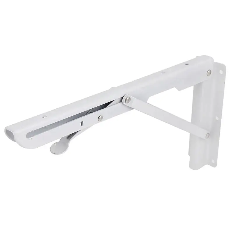 

White Paint Metal Holder Bench Table Folding Shelf Bracket 29.5cmx15cm