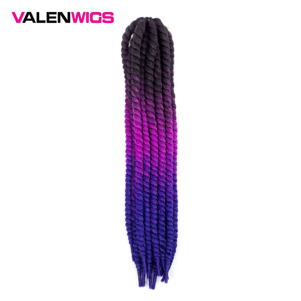 

Valenwigs Crochet Hair Havana Mambo Twist Crochet Braid 22 Inch 100g Ombre Color Synthetic Fiber braiding hair For Afro Women