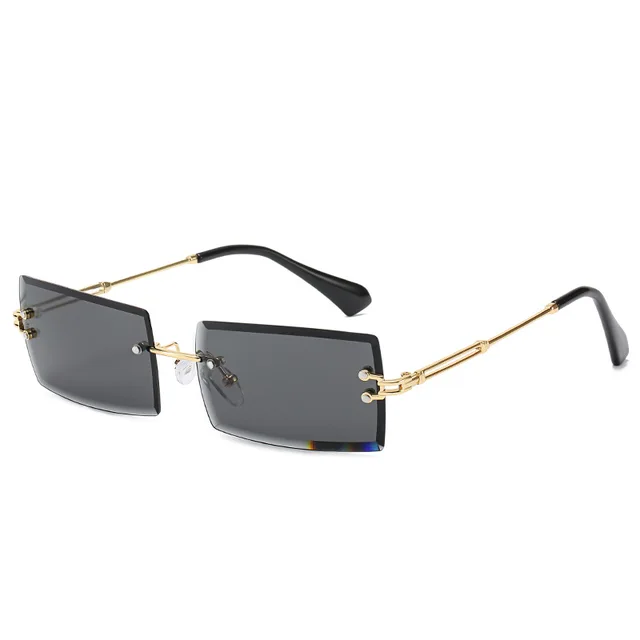 Retro small rectangle sunglasses women rimless square sun glasses for women 2020 summer style female uv400 green brown Oculos 2