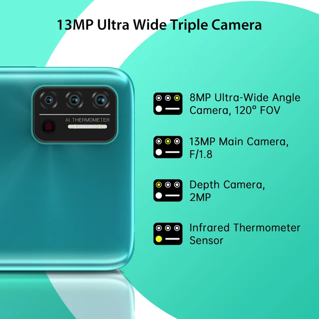 UMIDIGI A7S Global Version Smartphone 6.53" 20:9 Large Full Screen 32GB 4150mAh Triple Camera Infrared Temperature Sensor Type C 3