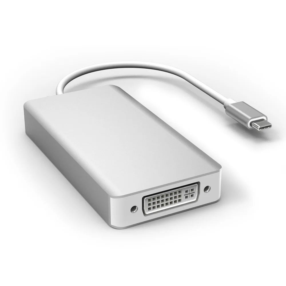 4-в-1 многофункциональная док-станция type-c к DP HDMI DVI VGA алюминиевый корпус type-c USB C конвертер
