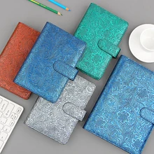 Classeur à 6 anneaux en cuir PU à clipser, couverture en métal, pour carnet A5 et A6, à feuilles mobiles, papeterie pour Journal