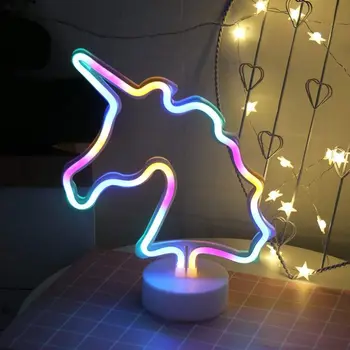 

Nordic LED Neon Light Sign Bedroom Party Decoration Night Light Kids Gifts with Removable Holder Base, Power By Battery USB Port