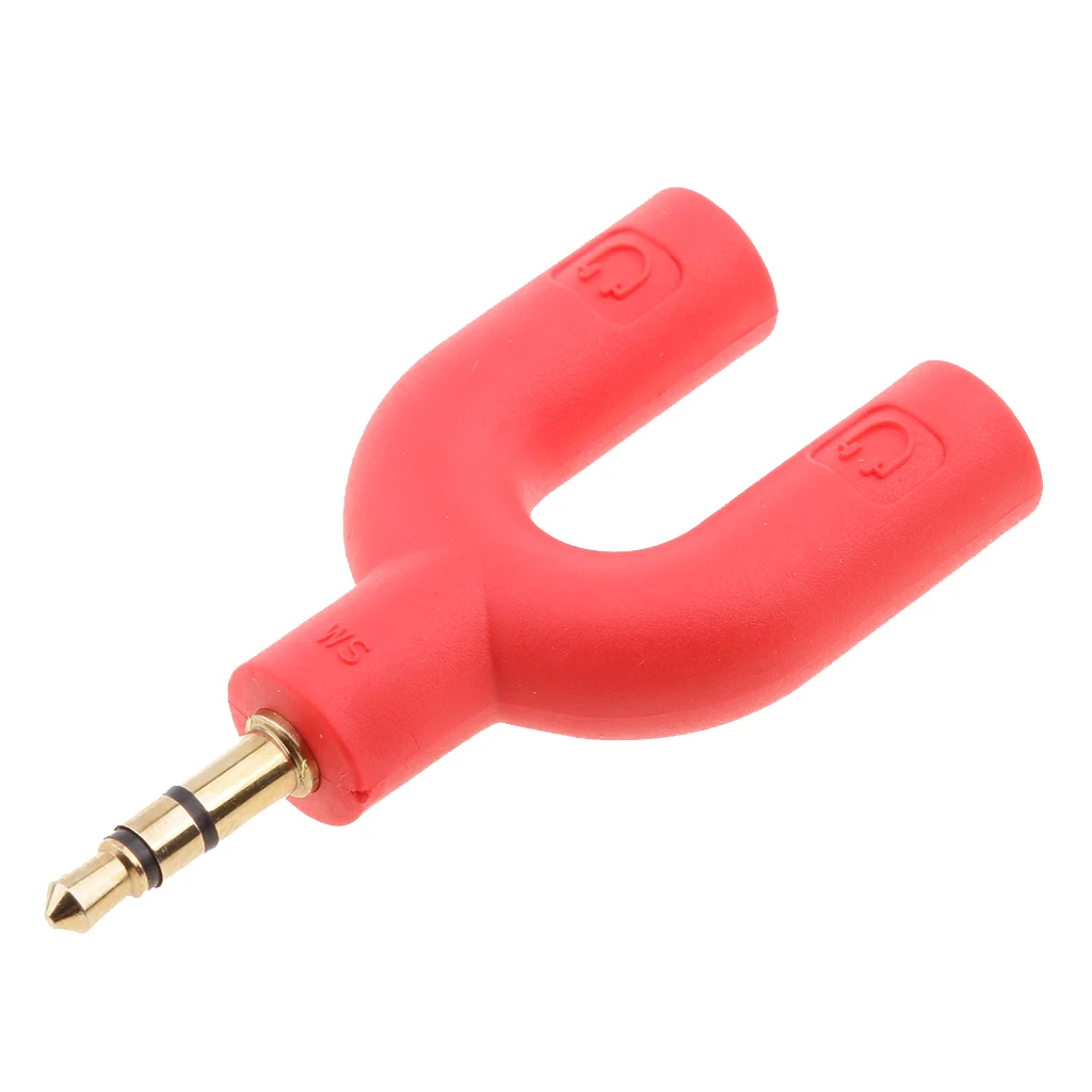 2Pcs 3.5mm Earphone Adapter Plug,U Shape Double Jack Stereo Headphone Splitter Cable Connector for PC Smartphone