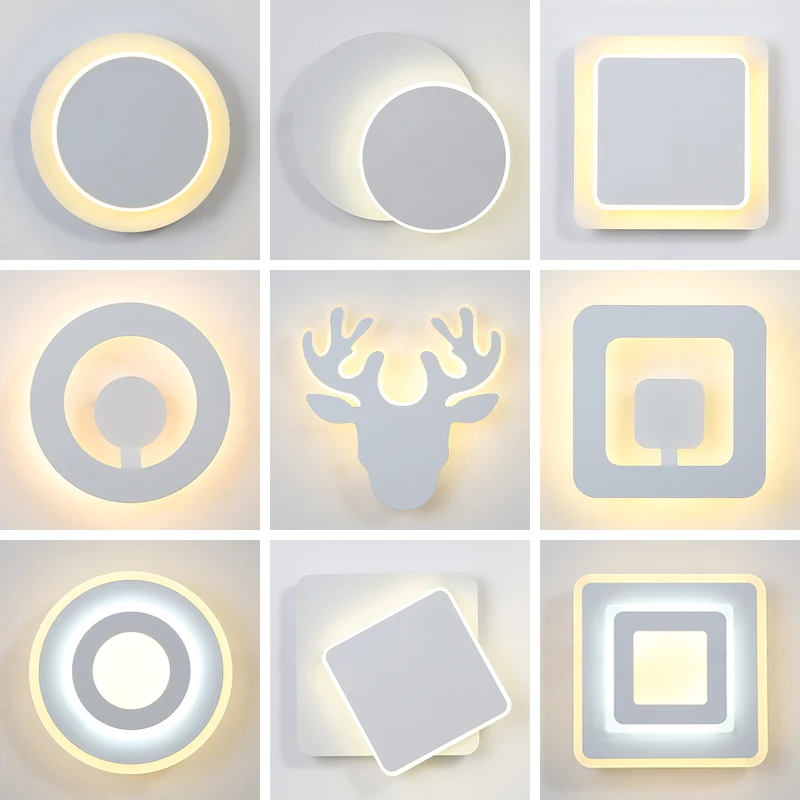 

Black / white Acrylic Modern Led Wall Light For Home Living Room Bedside Room Bedroom Lustres New Creative Led Sconce Wall Lamp