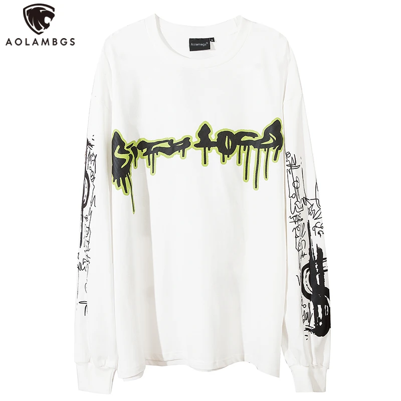 

Aolamegs Sweatshirt Men Watercolor Harajuku Funny Graffiti Streetwear Men O-Neck Cotton Thin High Street Hip Hop Pullover Autumn