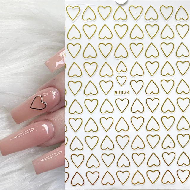 1pcs gold love heart pattern 3D Nail Sticker friuts Design Nails Accessories Fashion Manicure Sticker WG434