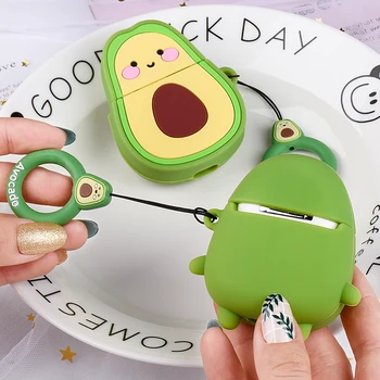 

Silicone Cartoon Pattern Cute Case For AirPods 2 1 Soft TPU Earphone Protective Case For Apple AirPods 2 Avocado Peach Case